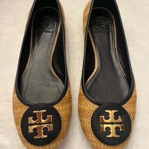 Tory Burch Woven Tan and Black Flats